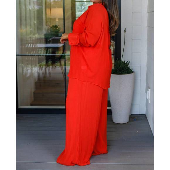 NEW GEEGEE not so subtle button down top in red - Picture 2 of 5